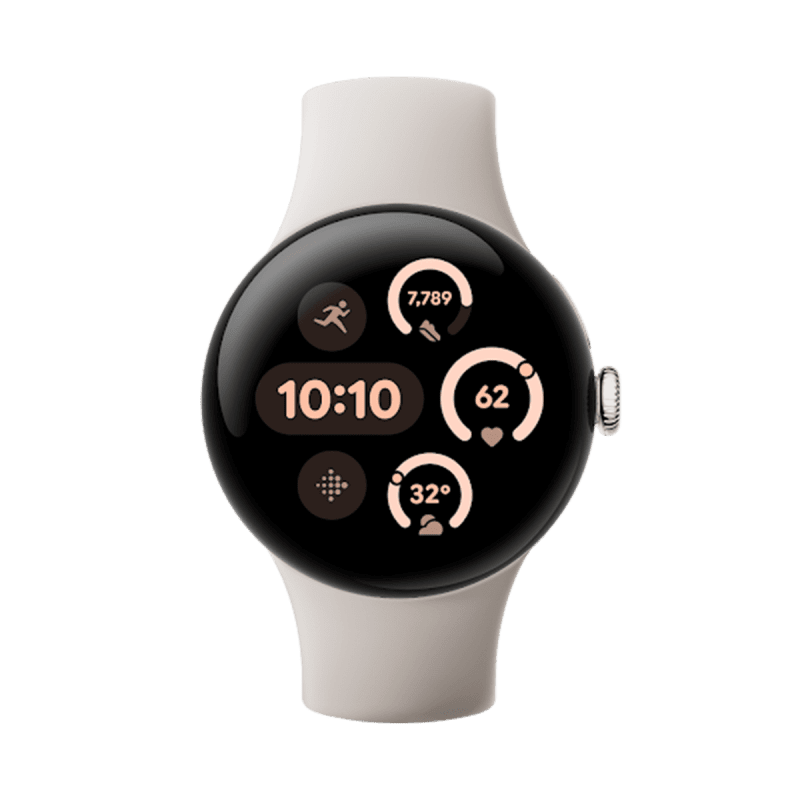 Google Pixel Watch 3 Wi-Fi (41mm) - Polished Silver Aluminium Case/Rose Quartz Active Band Google Pixel Watch 3 Wi-Fi (41mm) - Polished Silver Aluminium Case/Rose Quartz Active Band